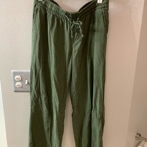 Olive green linen pants - size small